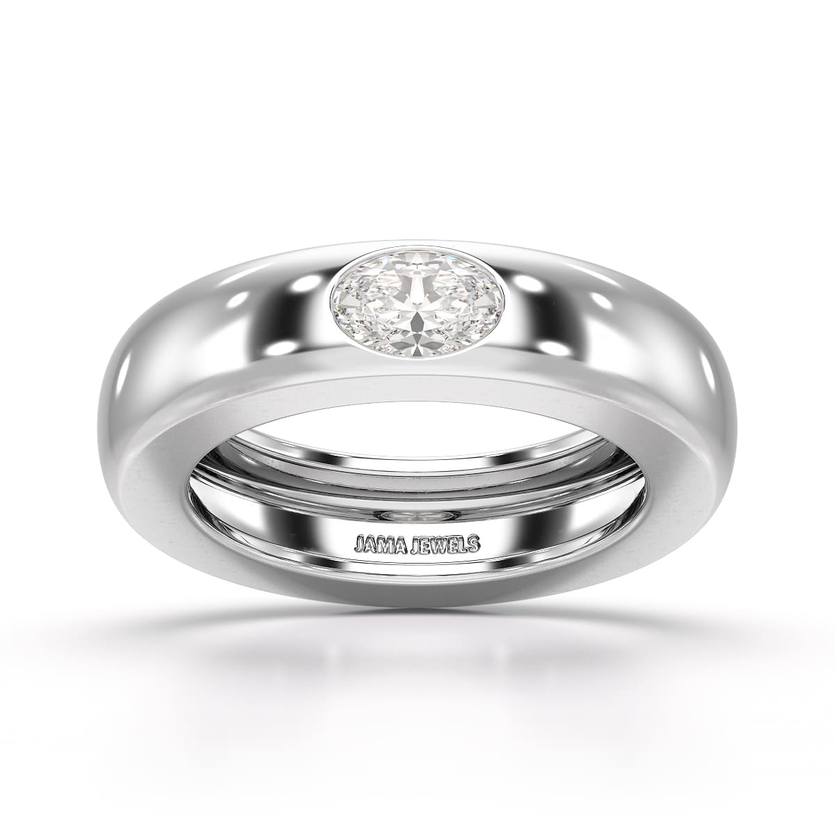0.5 CT Oval Lab Diamond Simple Wedding Band