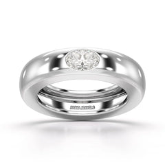 0.5 CT Oval Lab Diamond Simple Wedding Band
