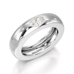 0.5 CT Oval Lab Diamond Simple Wedding Band