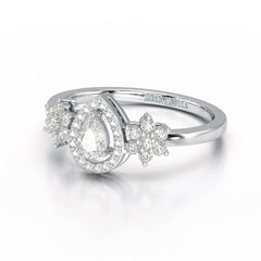 Pear Cut 0.5 CT Lab Grown Diamond Ring