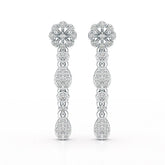 0.65 CT Lab Diamond Flower Dangle Drop Earring