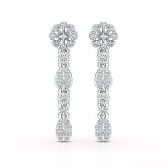 0.65 CT Lab Diamond Flower Dangle Drop Earring