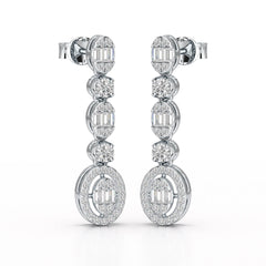 0.87 CT Baguette Cut White Gold Lab Diamond Earring