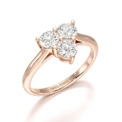 3 Stone Triangle Cut 1.03 CT Lab Diamond Engagement Ring - Jama Jewels