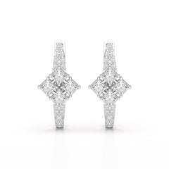 1.07 CT Princess Cut Lab Diamond Hoop Earrings Jama Jewels