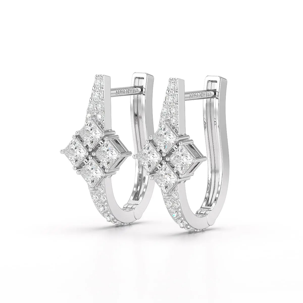 1.07 CT Princess Cut Lab Diamond Hoop Earrings Jama Jewels