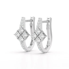 1.07 CT Princess Cut Lab Diamond Hoop Earrings Jama Jewels