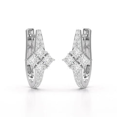 1.07 CT Princess Cut Lab Diamond Hoop Earrings Jama Jewels