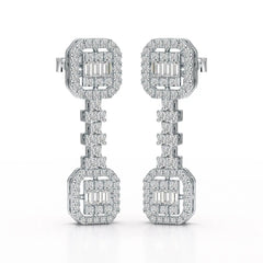1.16 CT Baguette Cut Lab Diamond Drop Earring