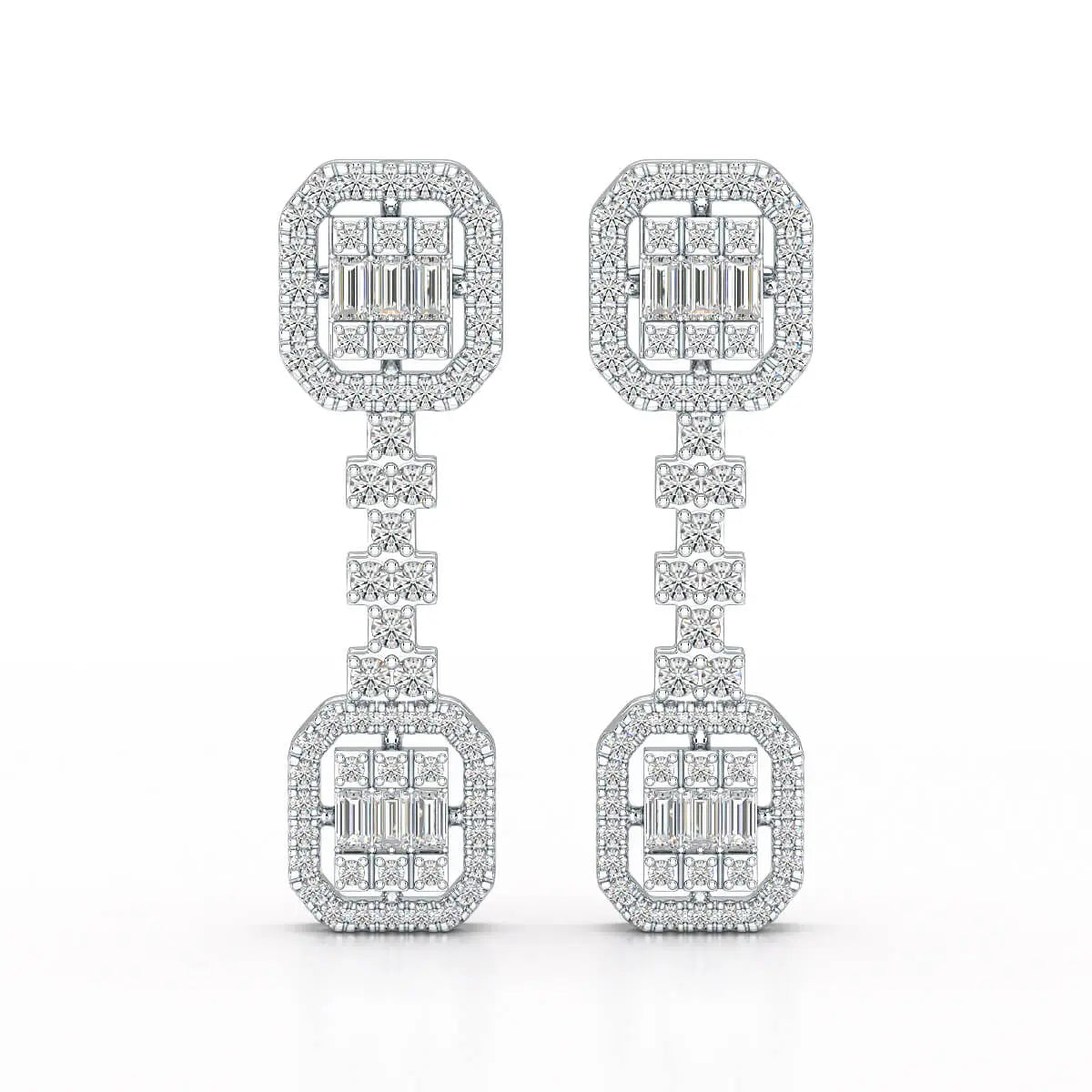1.16 CT Baguette Cut Lab Diamond Drop Earring