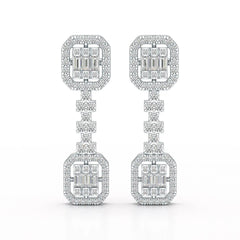 1.16 CT Baguette Cut Lab Diamond Drop Earring
