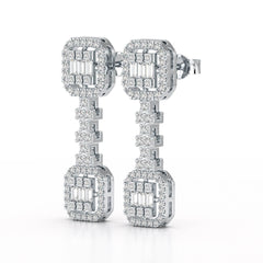 1.16 CT Baguette Cut Lab Diamond Drop Earring
