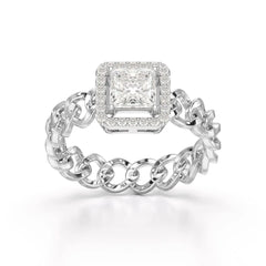 1.18 CT Princess Cut Halo Lab Diamond Ring Jama Jewels