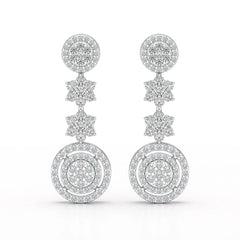 1.18 CT Round Cut Dangle Drop Lab Diamond Earring