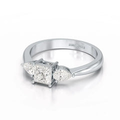 1.25 CT Three Stone Princess Pear Cut Lab Diamond Ring