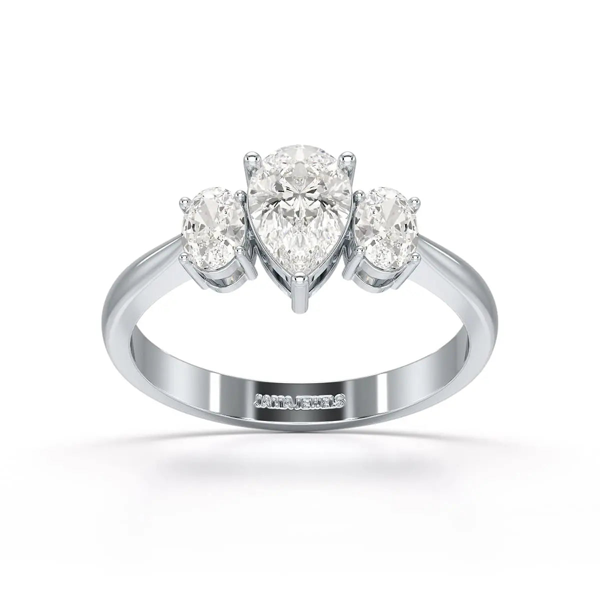 1.25 CT Three Stone Pear Oval Cut Lab Diamond Ring