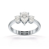 1.25 CT Three Stone Pear Oval Cut Lab Diamond Ring
