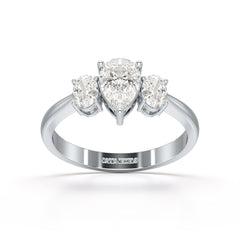 1.25 CT Three Stone Pear Oval Cut Lab Diamond Ring