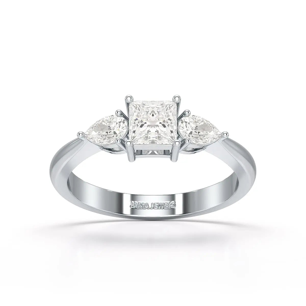 1.25 CT Three Stone Princess Pear Cut Lab Diamond Ring