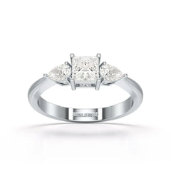 1.25 CT Three Stone Princess Pear Cut Lab Diamond Ring
