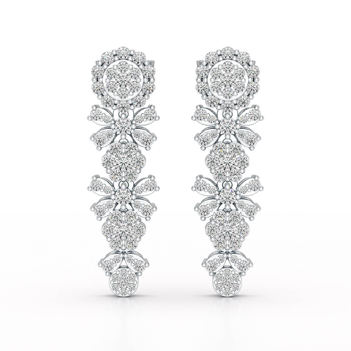 1.34 CT Lab Diamond Flower Drop Earring