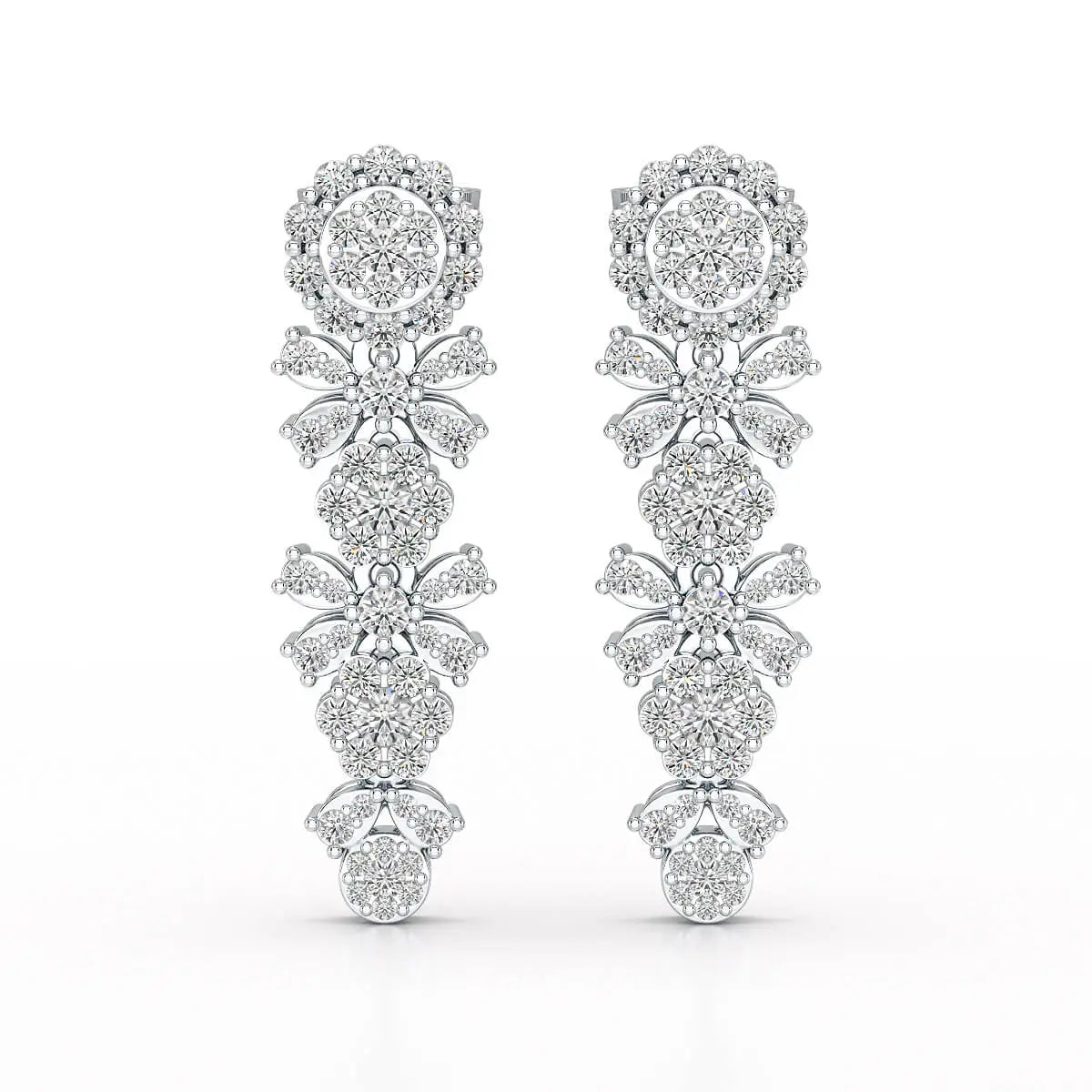 1.34 CT Lab Diamond Flower Drop Earring