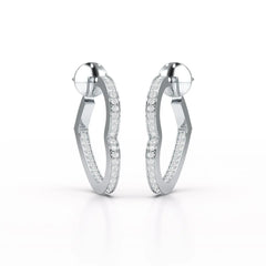 1.38 CT Lab Diamond Heart Shaped Hoop earring