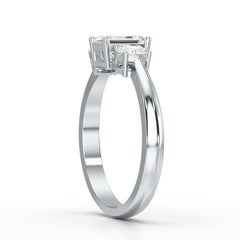 1.3 CT Three Stone Emerald Oval Cut Lab Diamond Ring