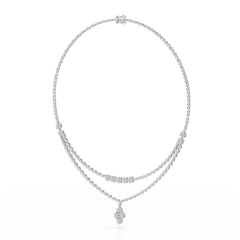 Lab Diamond 2.9 CT Two Layered Necklace