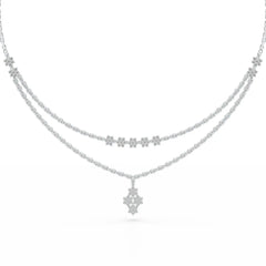 Lab Diamond 2.9 CT Two Layered Necklace Jama Jewels