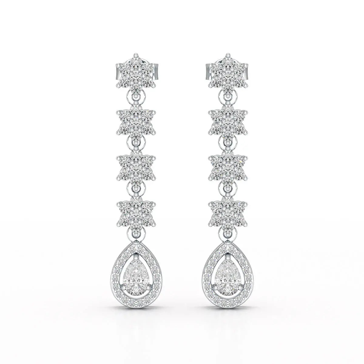 1.48 CT Pear Cut Drop Lab Diamond Earring
