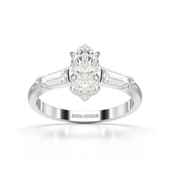 1.4 CT Marquise Cut Lab Diamond Three Stone Ring