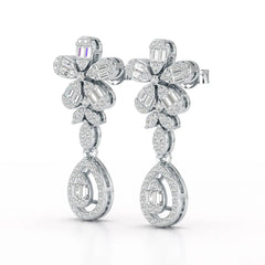 1.4 CT Baguette Cut Lab Diamond Dangle Drop Earring