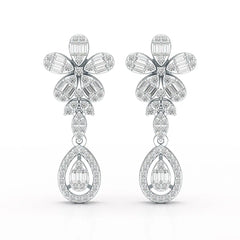 1.4 CT Baguette Cut Lab Diamond Dangle Drop Earring