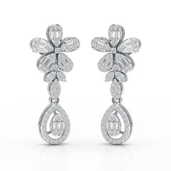 1.4 CT Baguette Cut Lab Diamond Dangle Drop Earring