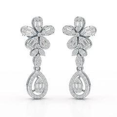 1.4 CT Baguette Cut Lab Diamond Dangle Drop Earring