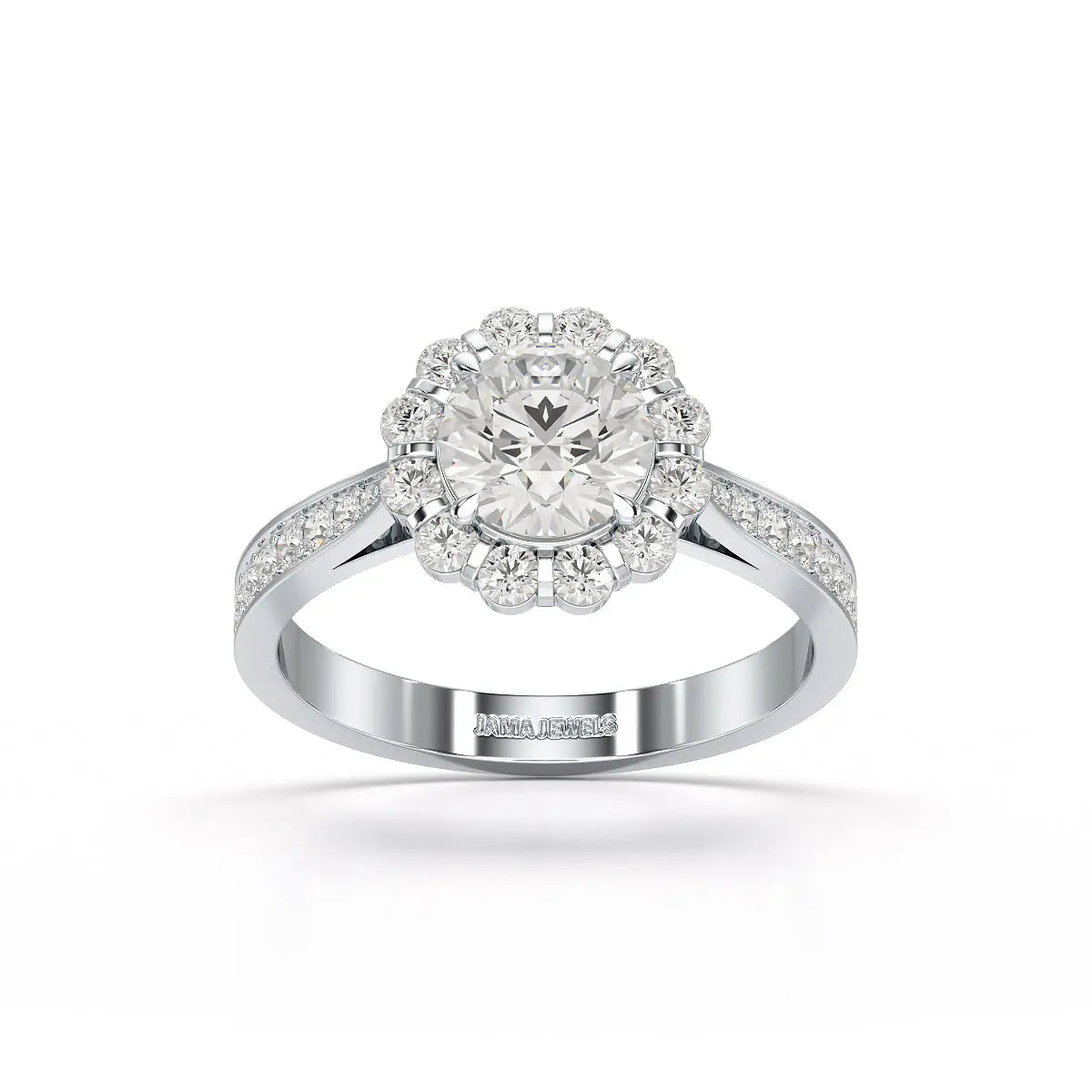 1.55 CT Round Cut Halo Lab Diamond Ring