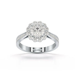 1.55 CT Round Cut Halo Lab Diamond Ring