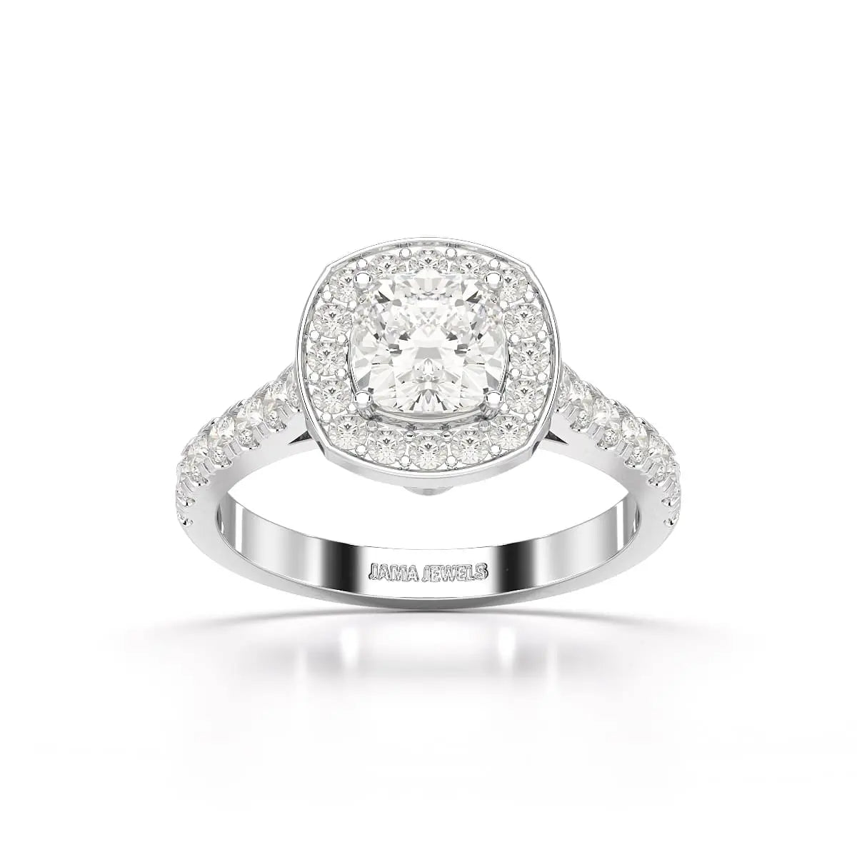1.61 CT Cushion Cut Halo Lab Diamond Ring