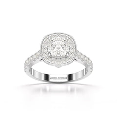 1.61 CT Cushion Cut Halo Lab Diamond Ring