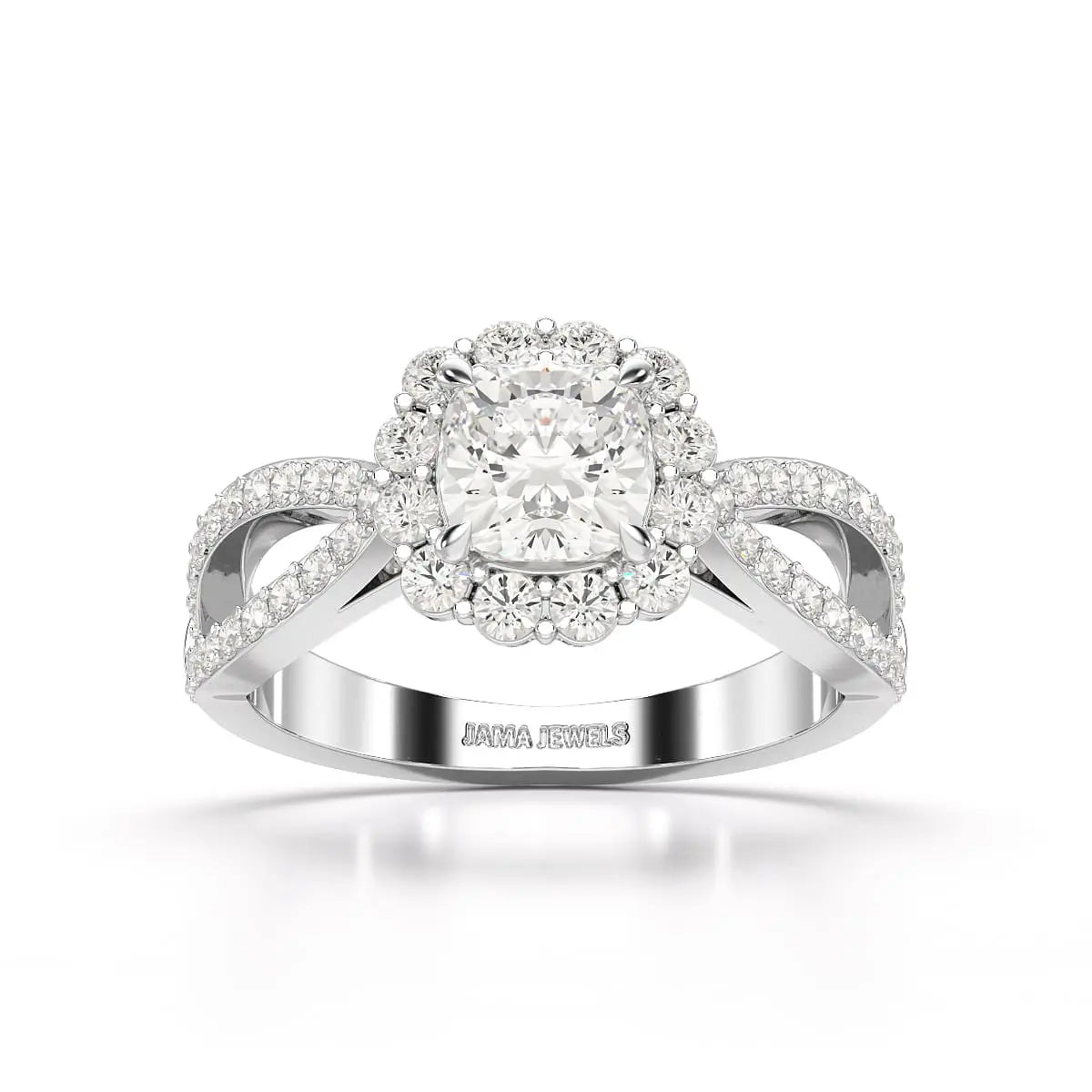 1.64 CT Halo Lab Diamond Cushion Cut Ring
