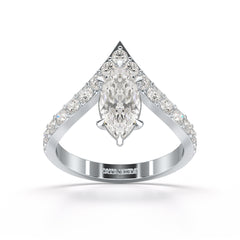 1.66 CT Curved Marquise Cut Lab Diamond Ring
