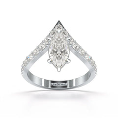 1.66 CT Curved Marquise Cut Lab Diamond Ring