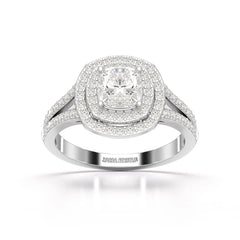 1.6 CT Halo Lab Diamond Cushion Cut Ring