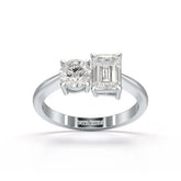 1.6 CT Emerald and Round Lab Diamond Ring