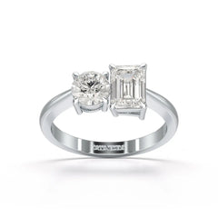 1.6 CT Emerald and Round Lab Diamond Ring