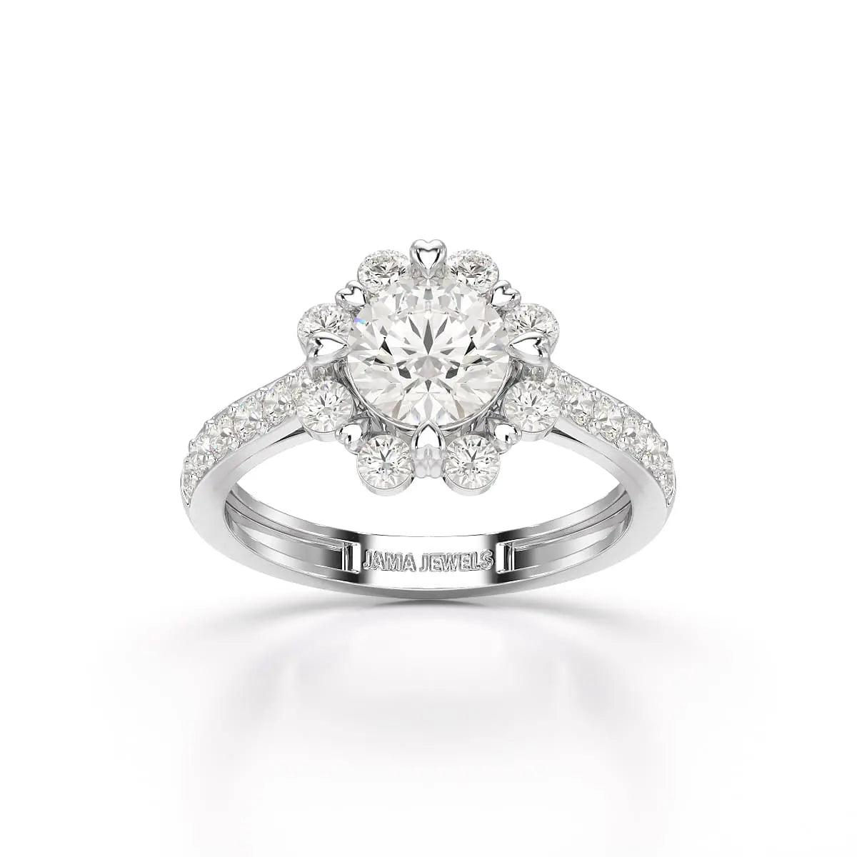 Halo Round Cut 1.72 CT Lab Diamond Ring Jama Jewels