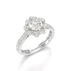 Halo Round Cut 1.72 CT Lab Diamond Ring Jama Jewels