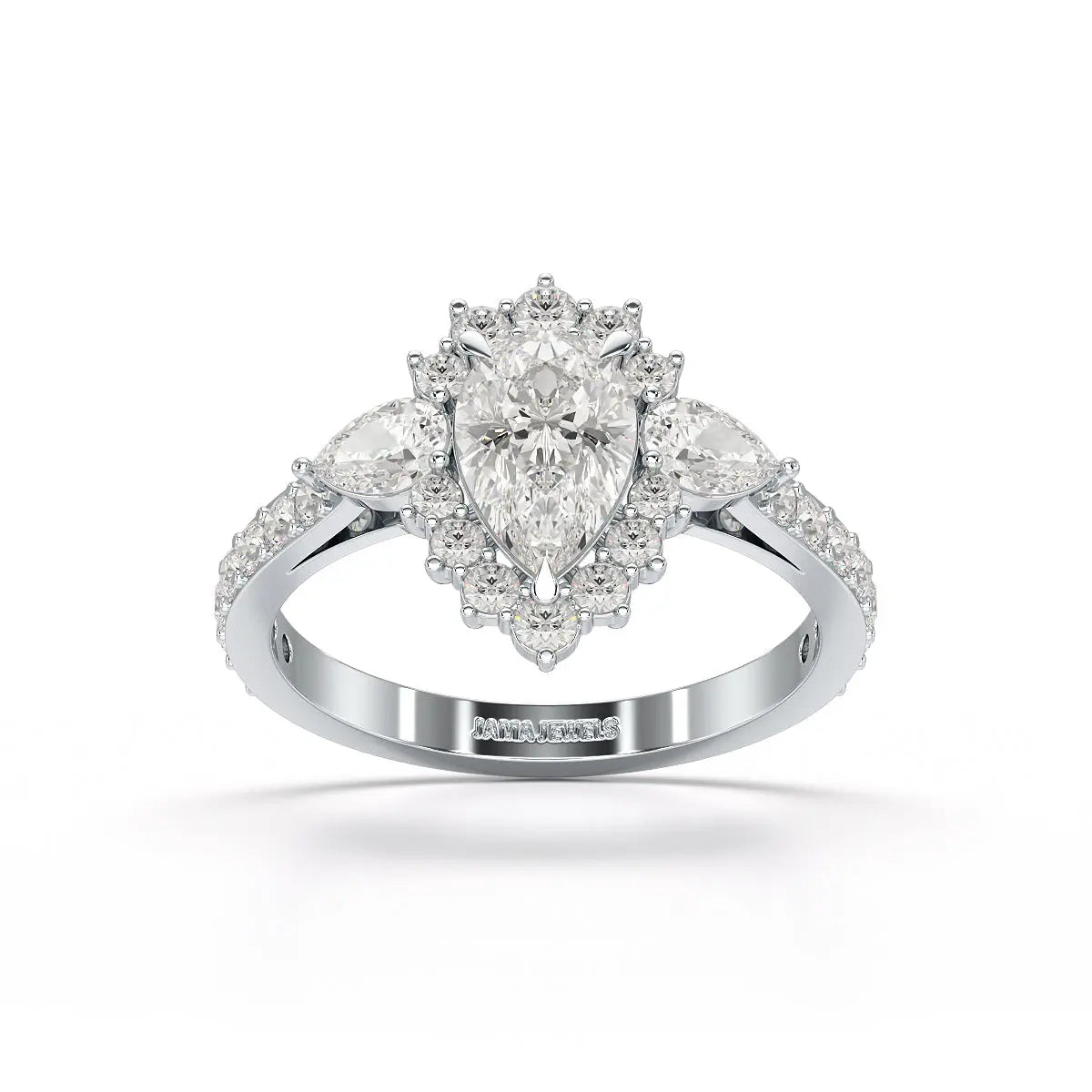 1.7 CT Pear Cut Lab Diamond Engagement Ring