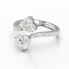 2.1 CT Double Heart Shaped Lab Diamond Ring
